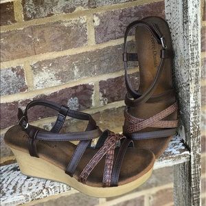 Brown Strappy Wedge Sandal
